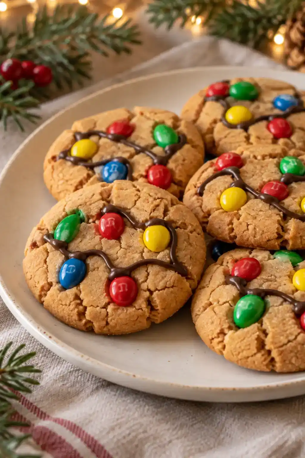 Christmas Lights Peanut Butter Cookies | Christmas Peanut Butter Cookies