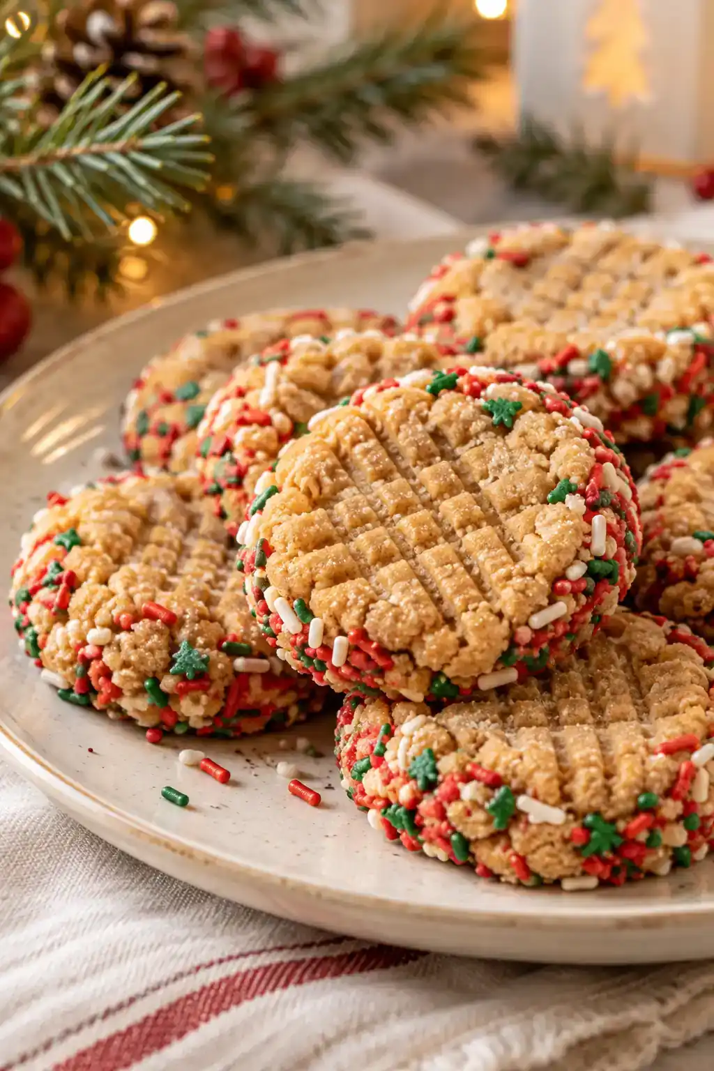 Christmas Sprinkle Peanut Butter Cookies