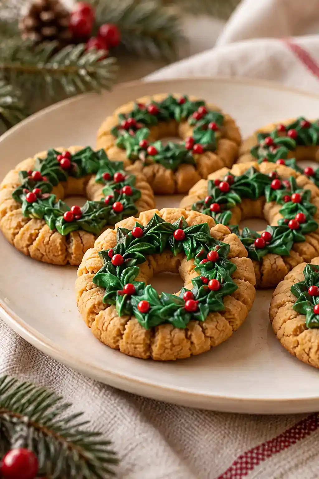 Christmas Wreath Peanut Butter Cookies