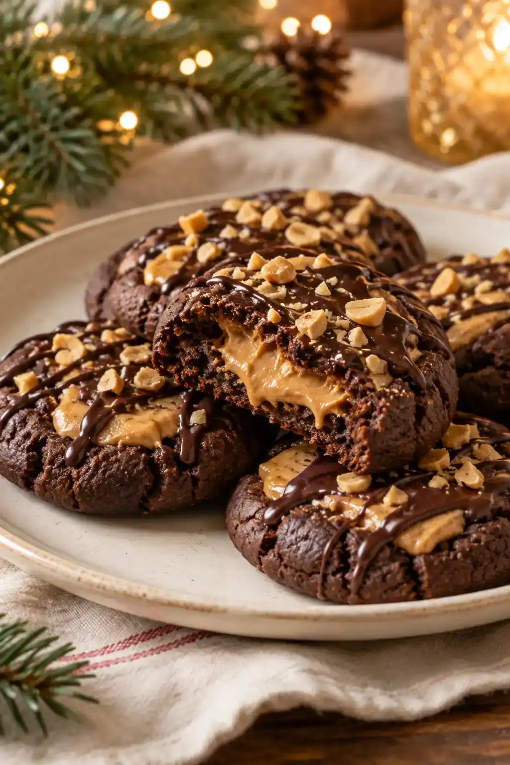 Fudgy Chocolate Peanut Butter Cookies