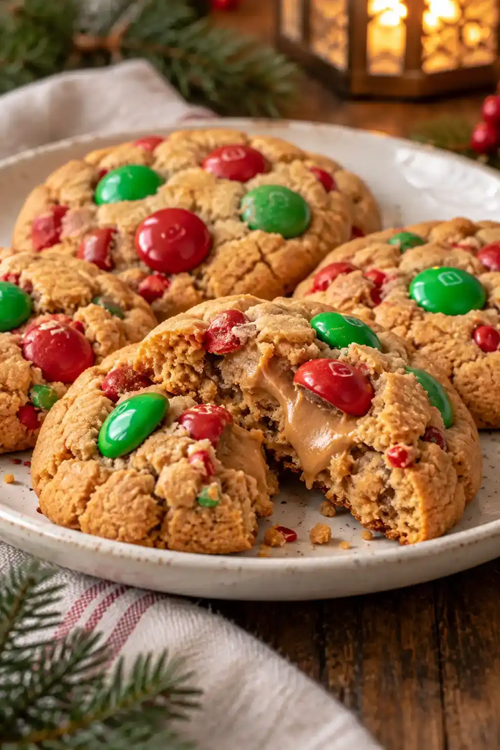 Giant Christmas M&M Peanut Butter Cookies | Christmas Peanut Butter Cookies