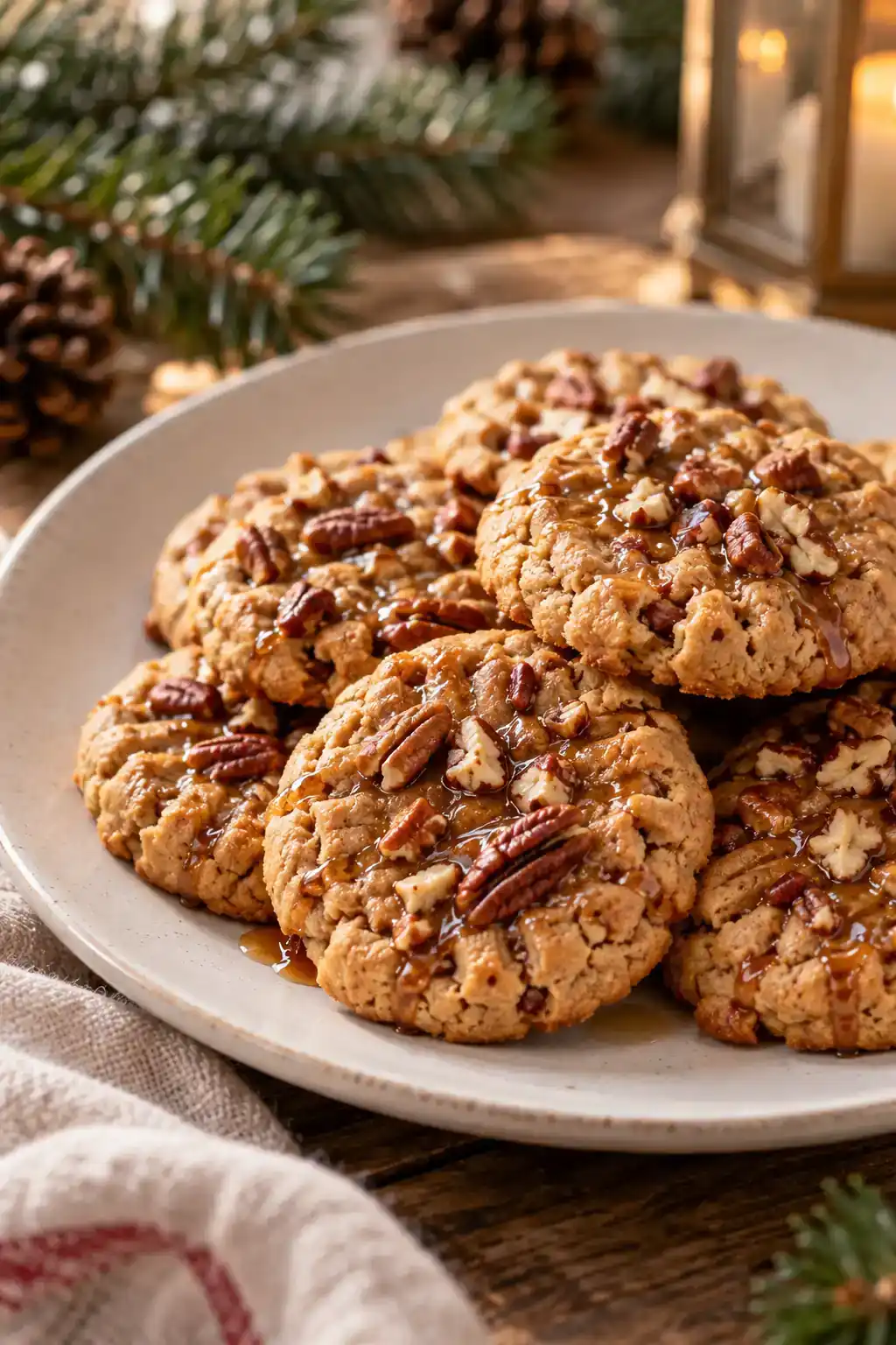 Maple Pecan Peanut Butter Cookies: peanut butter cookies with visible chopped pecans.