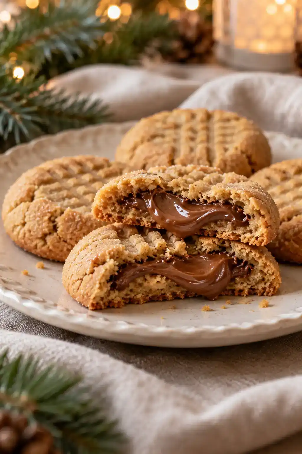 Nutella Stuffed Peanut Butter Cookies