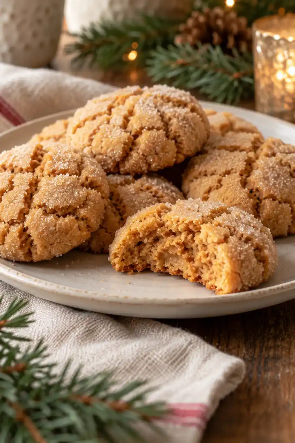 Peanut Butter Crinkle Cookies: golden fork-marked peanut butter rounds with cracked surfaces.