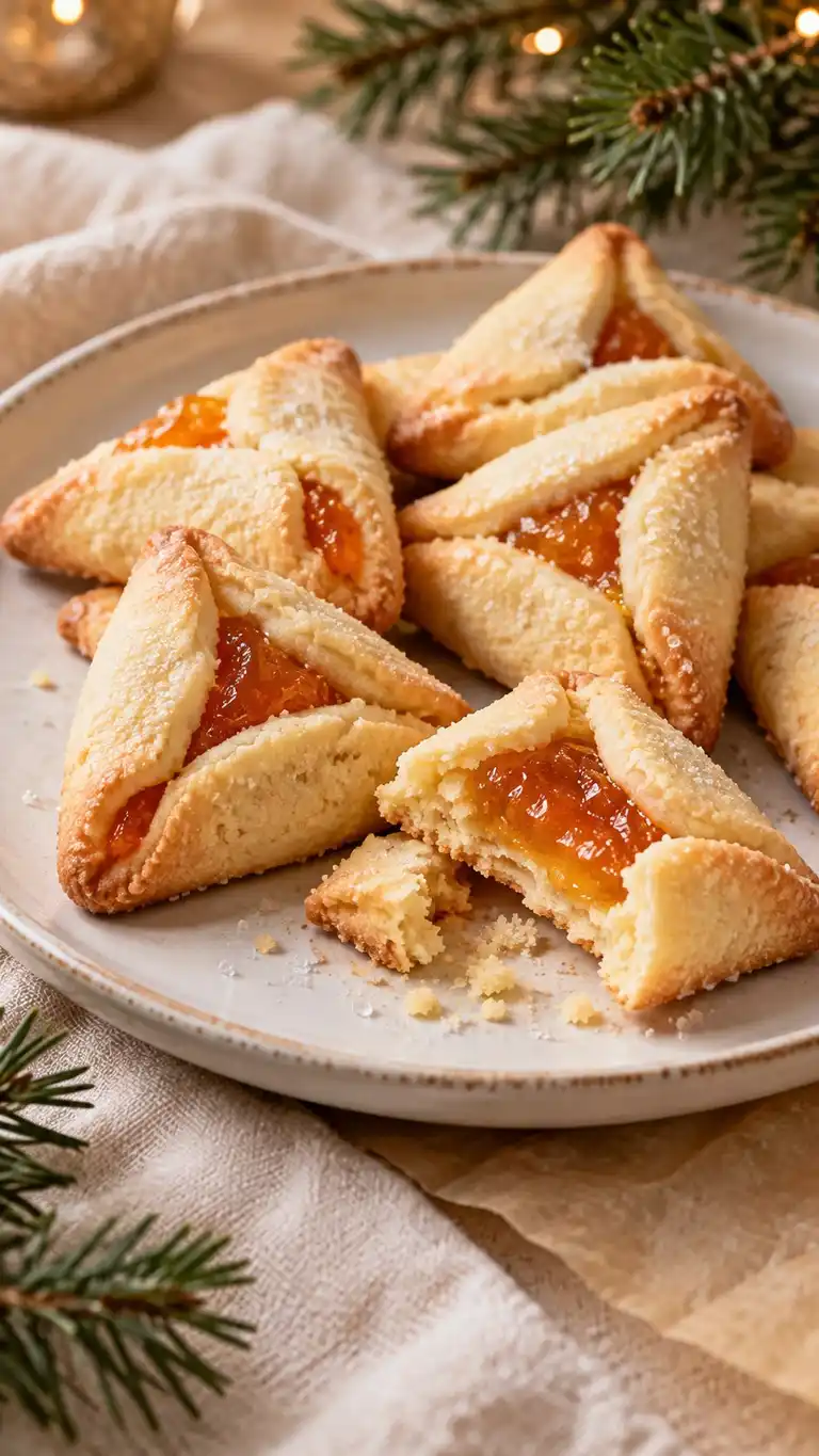 Yolk-bound shortbread folds around a small apricot center, creating crisp corners and a soft jam seam.