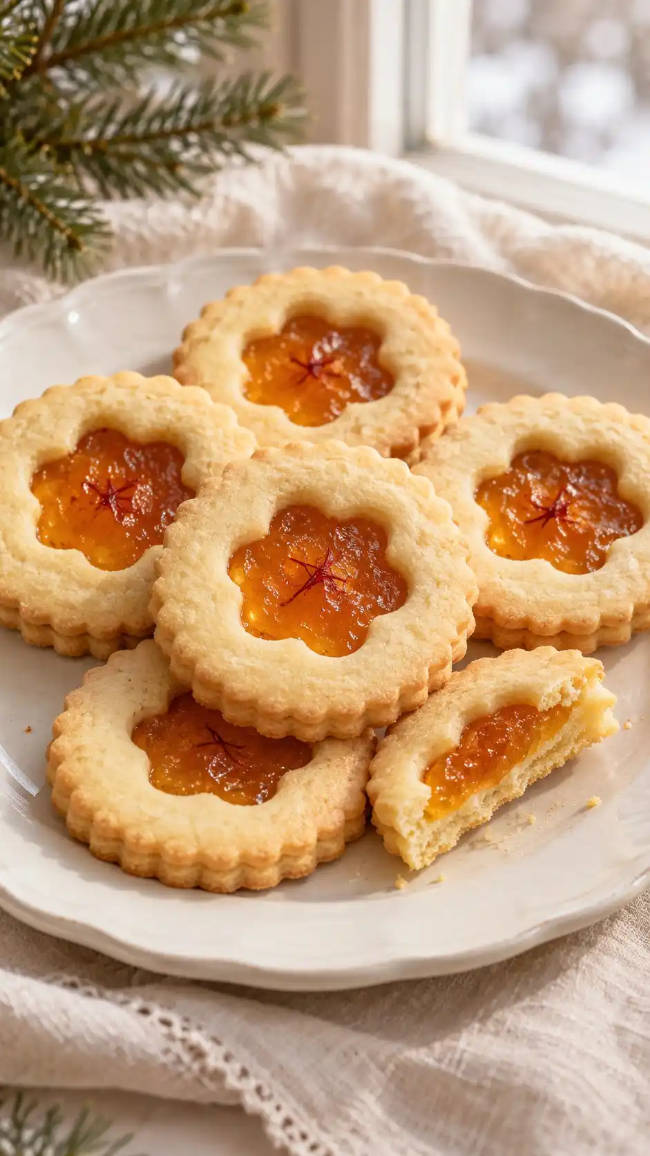 Apricot Saffron Shortbread Window Cookies
