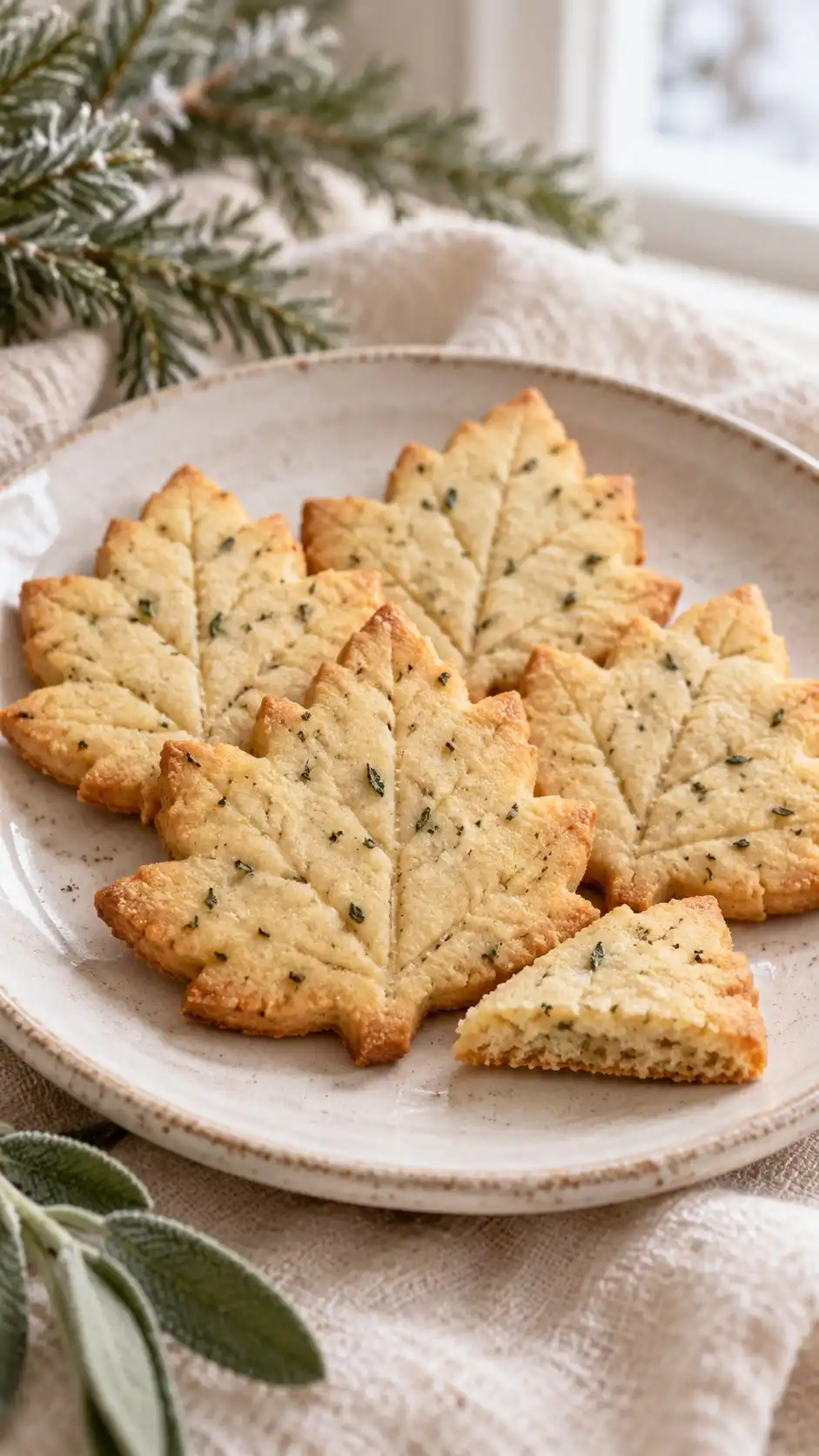 Nutty browned butter and finely minced sage shape into delicate leaf cookies with a savory aromatic finish.