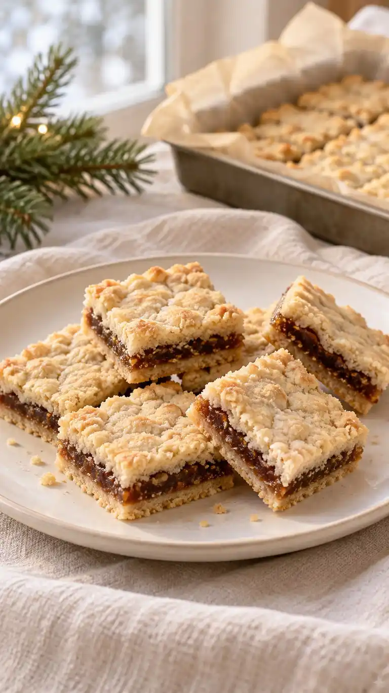 A pressed cardamom dough holds a thin date-paste stripe through the middle, sliced into small tiles after a low, even bake.
