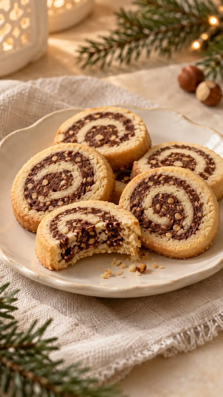 Chocolate Hazelnut Shortbread Roulettes