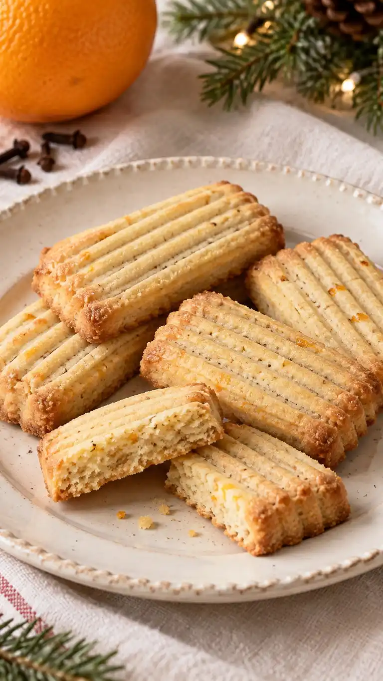Orange zest and a whisper of clove flavor a pressed dough whose comb-marked surface bakes into crisp, narrow ridges.