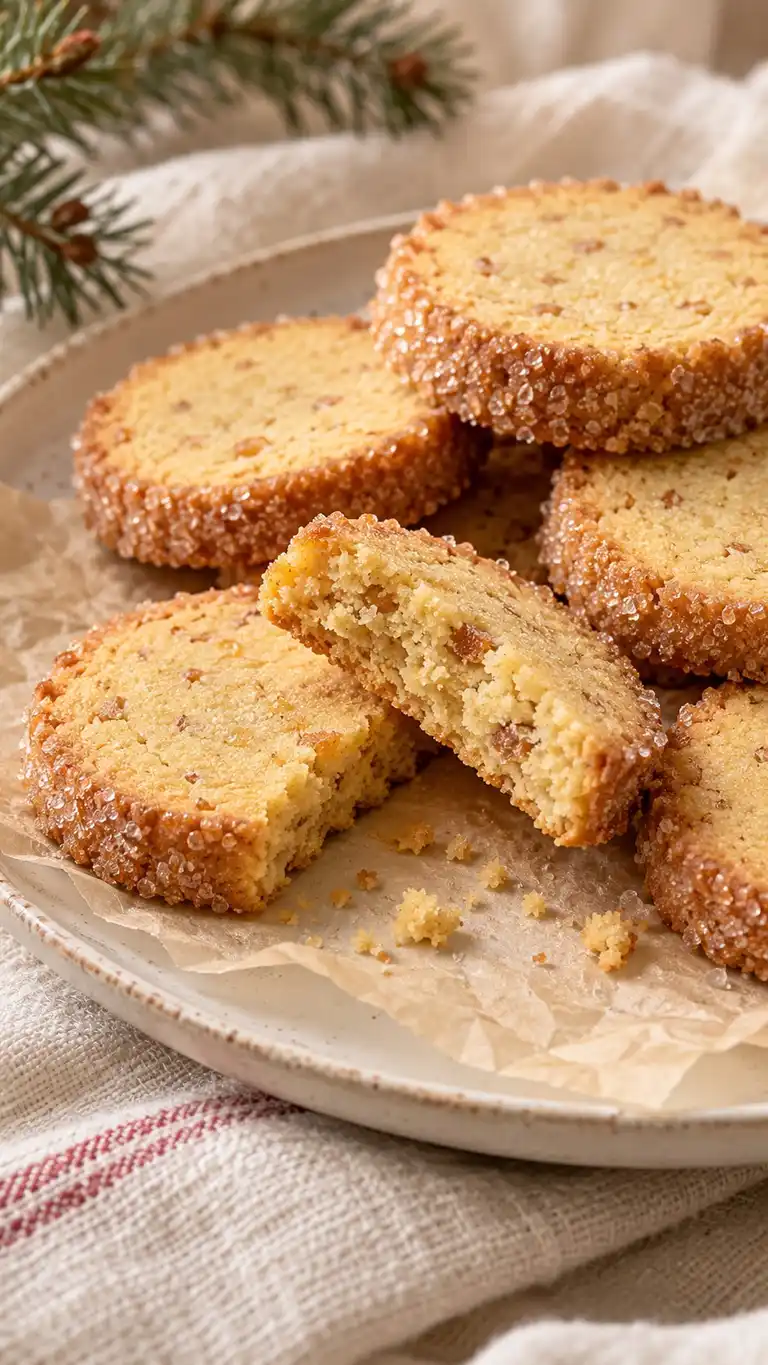 Fine cornmeal adds a grainy crunch beneath a sparkling sugar crust and crystallized ginger pieces.