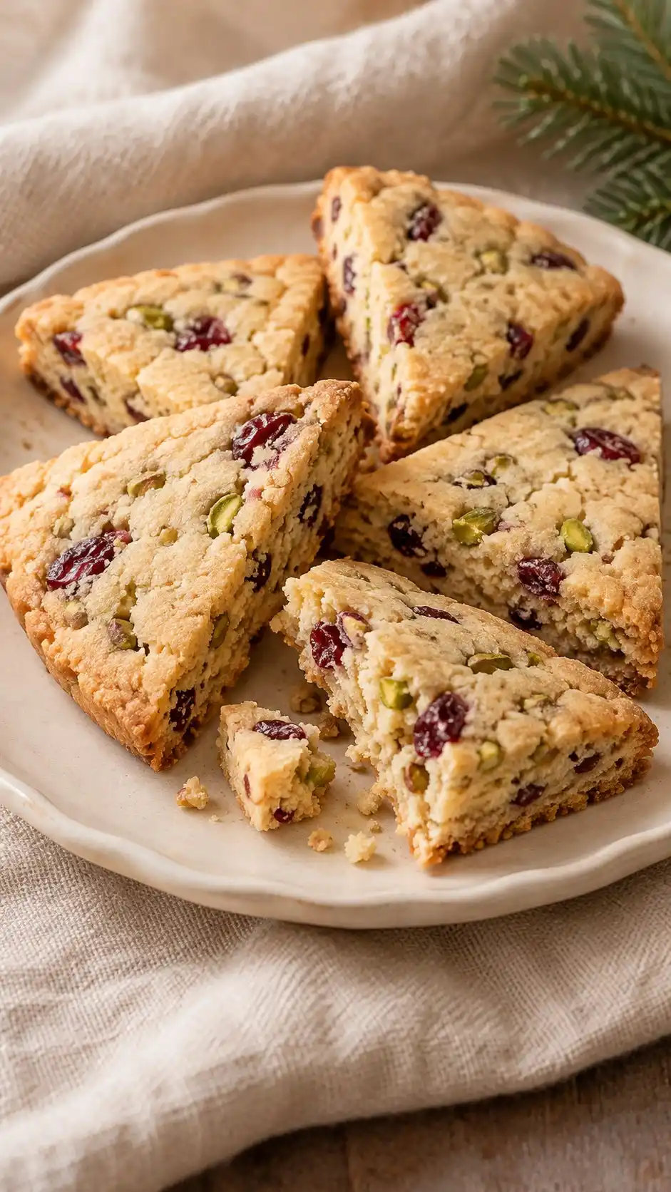 Cranberry Pistachio Shortbread Wedges