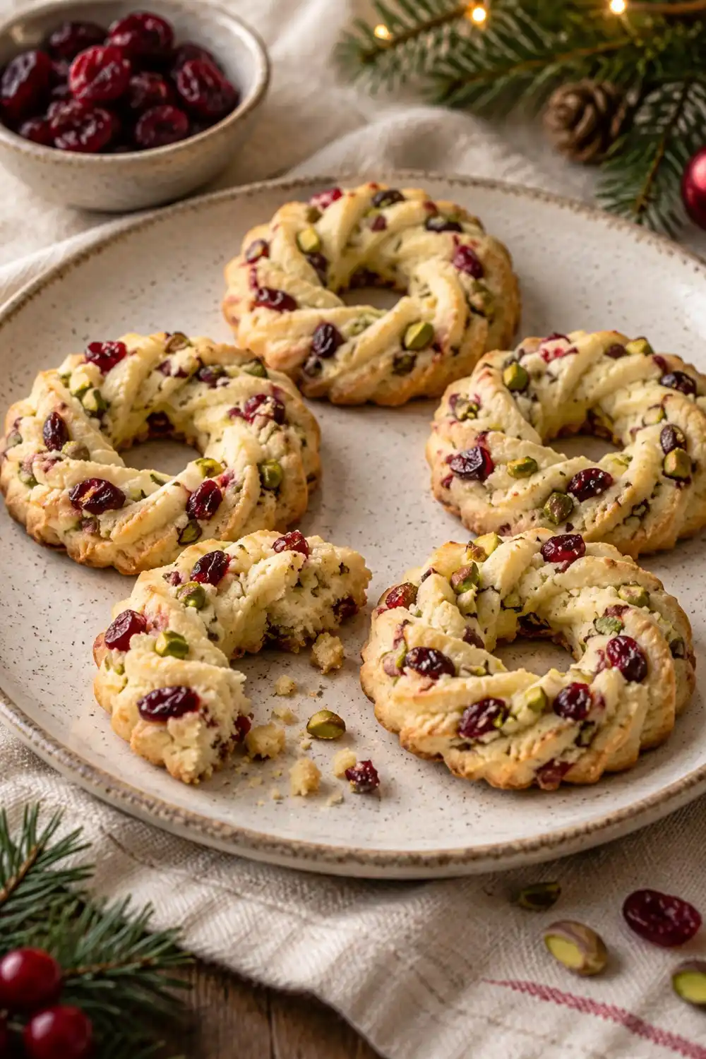 Cranberry Pistachio Wreath Shortbread
