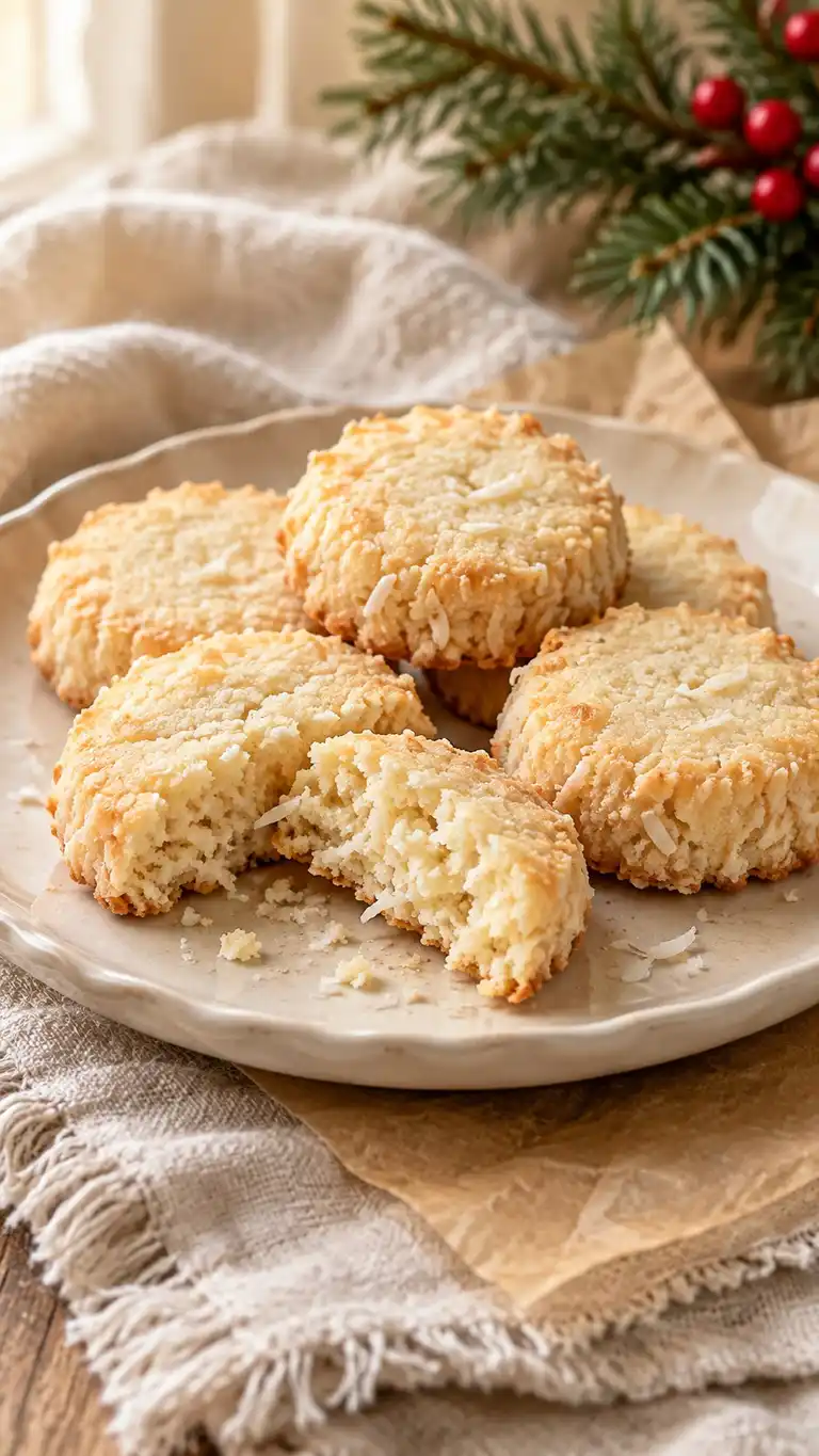 Gluten-free coconut shortbread using cassava, almond meal and a binding flour blend.
