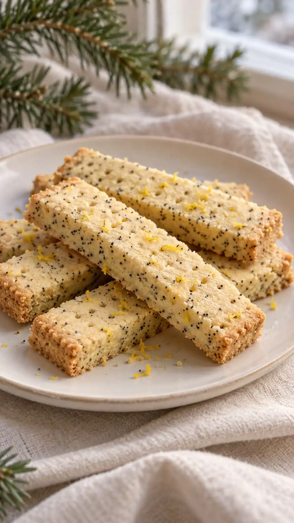 Lemon Poppy-Seed Shortbread Fingers | Christmas Shortbread Cookies