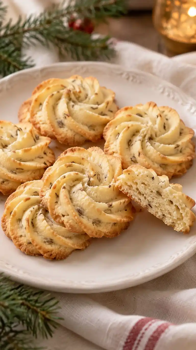 Anise seed and a measured hint of orange blossom water lend a floral, aromatic note to piped rosette cookies.