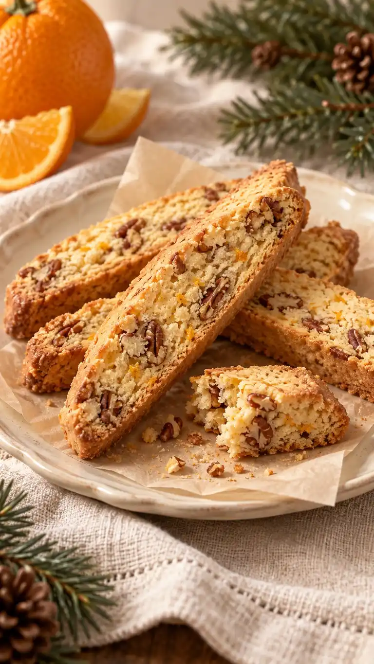Rice-flour and pecan shortbread dried in a second bake into small biscotti-style sticks.
