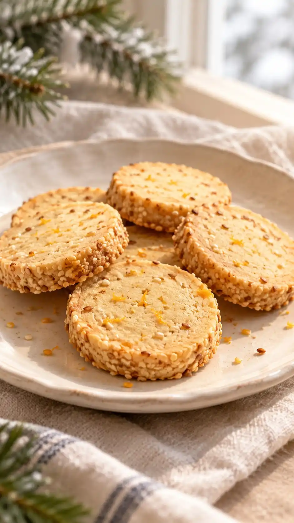 Orange Sesame Shortbread Coin Cookies