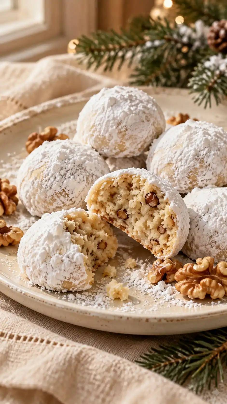 Walnut Christmas Shortbread Snowballs