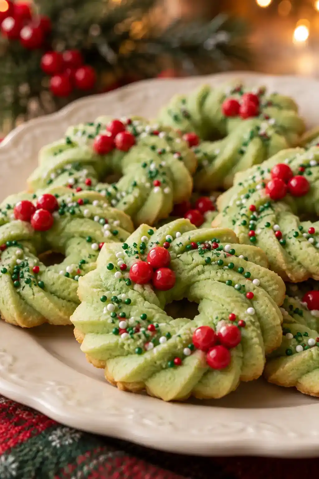 Christmas Wreath Spritz Cookies