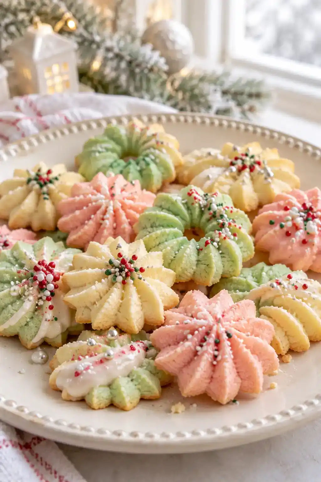 Pastel Christmas Spritz Cookies