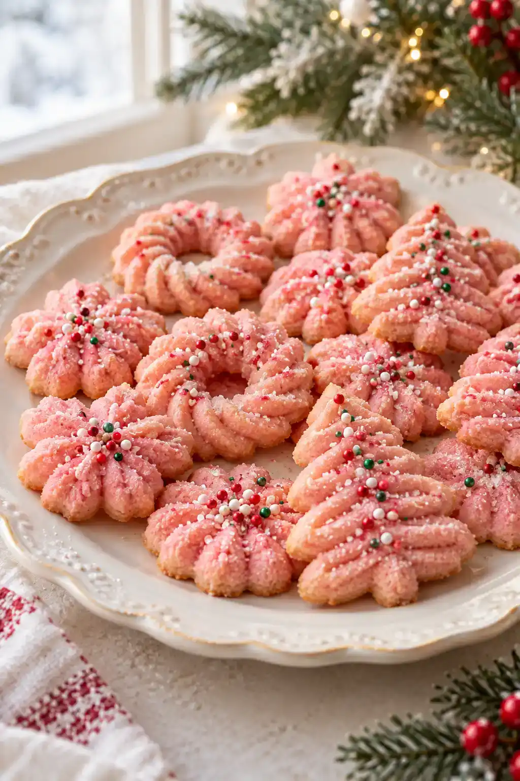 Pink Christmas Spritz Cookies