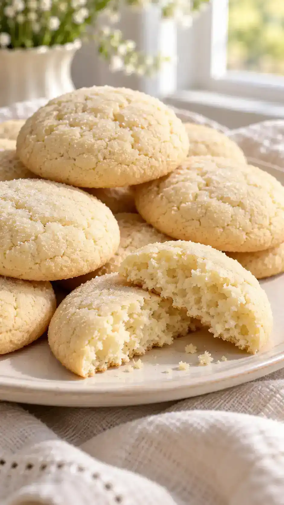 Soft Amish-style sugar cookies made with butter, oil and two sugars for a fine melt-away crumb.