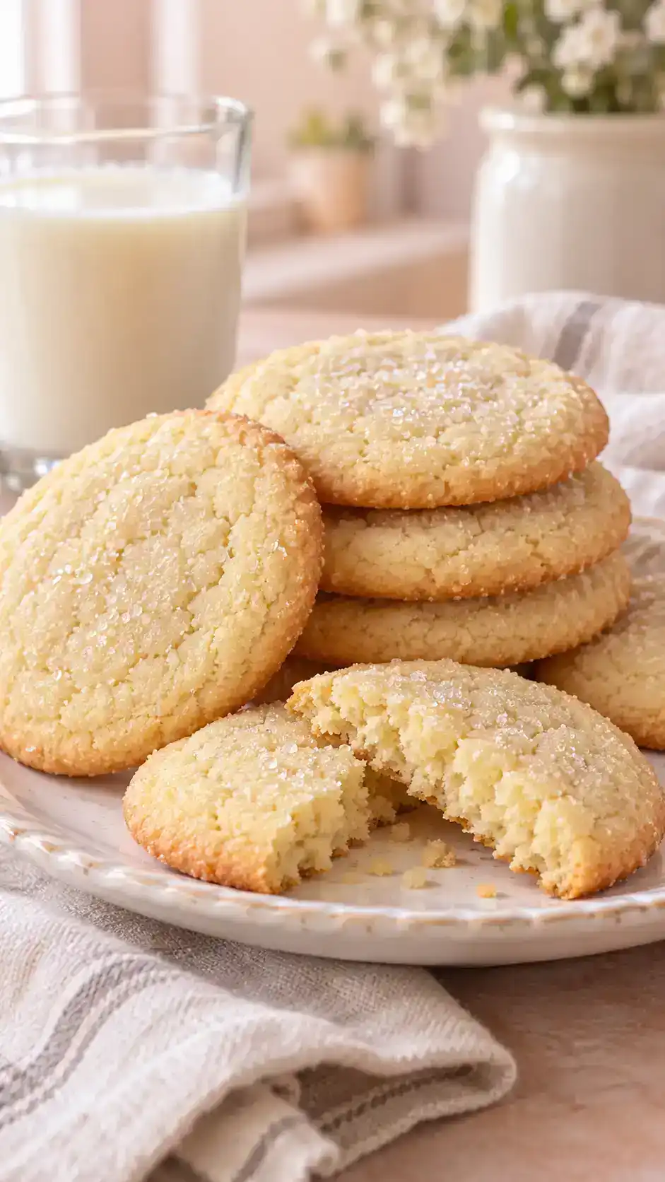 Classic vanilla sugar cookies with lightly crisp golden edges and a tender buttery center.