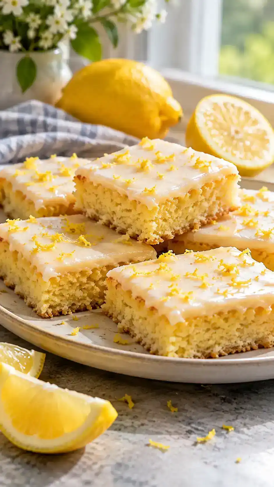 Tender lemon-zest sugar-cookie bars with a tangy lemon icing.