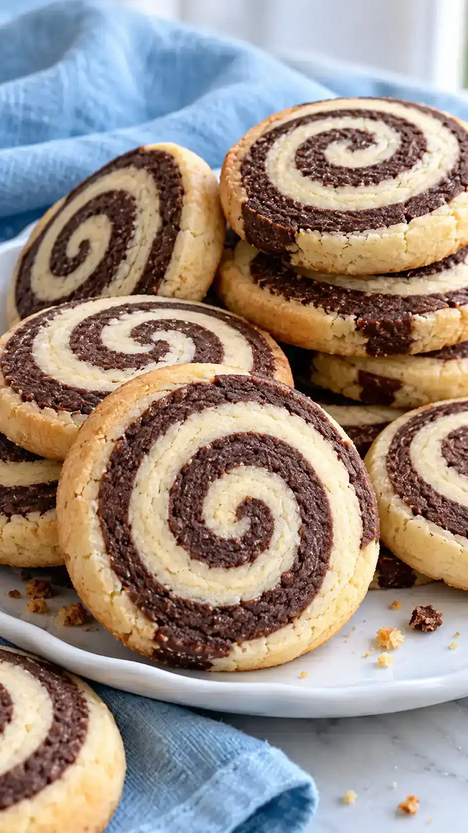 Chocolate-and-vanilla sugar cookies with a clear dark spiral through every buttery slice.