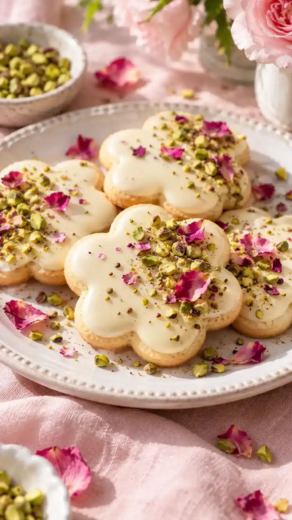 Pistachio Rose Sugar Cookies