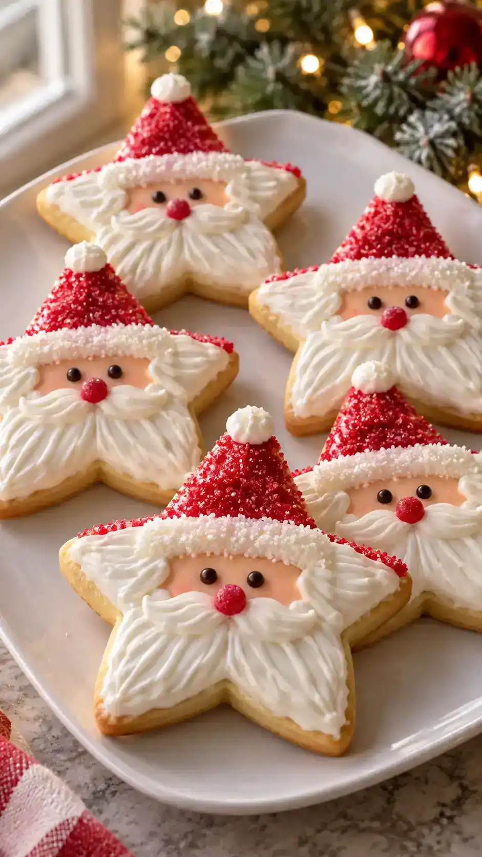 Santa Star Sugar Cookies | Christmas Sugar Cookies