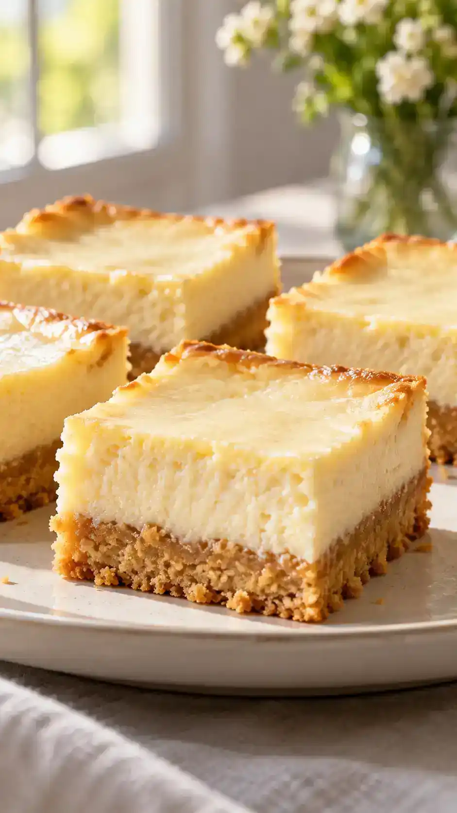 Vanilla sugar-cookie bars with a baked cream-cheese cheesecake layer.