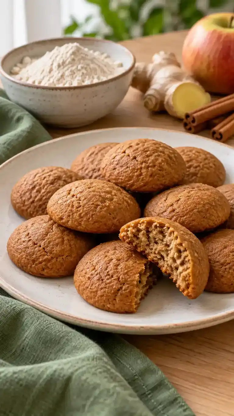 Low-sugar oat gingerbread rounds with an erythritol baking sweetener, a measured amount of molasses and no icing.
