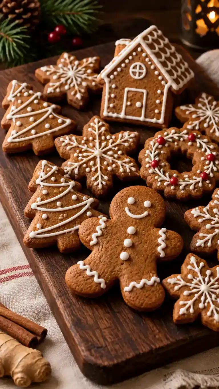 Thick gingerbread cut-outs made with cornstarch and no added leavening to help preserve clean edges.