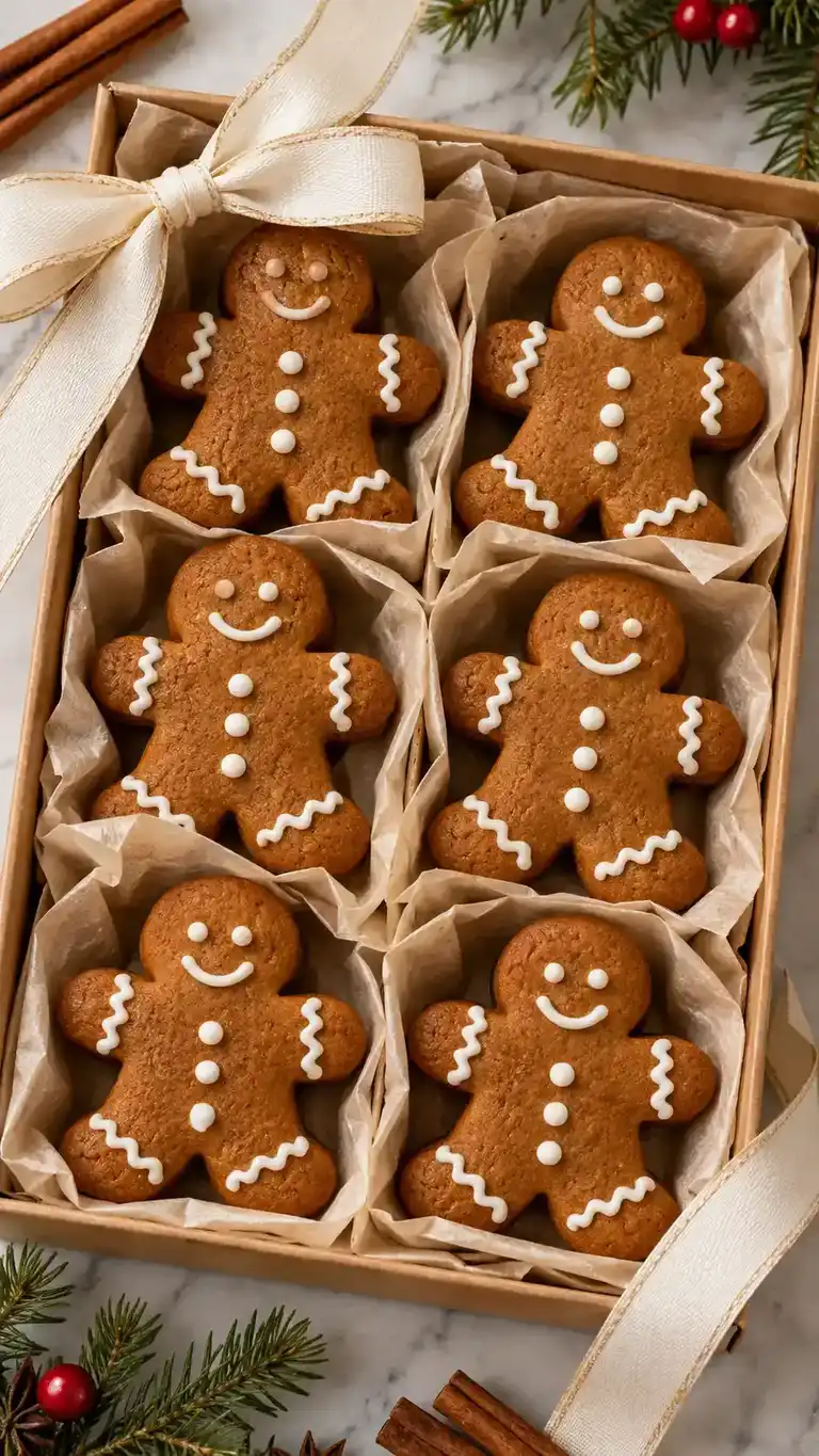Thick gingerbread men with clearly defined arms and legs, made from a cornstarch dough without chemical leaveners.