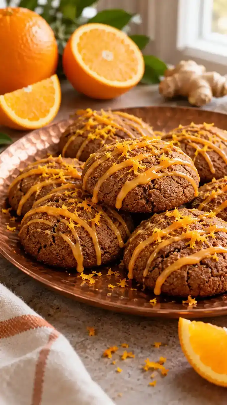 Orange-zest gingerbread drop cookies finished with a fine fresh-orange icing drizzle.