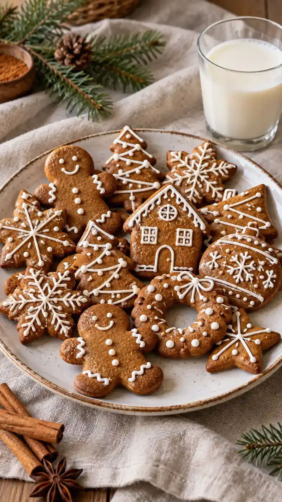 Vegan gingerbread cut-outs made with a flax egg, vegan butter and rich molasses.