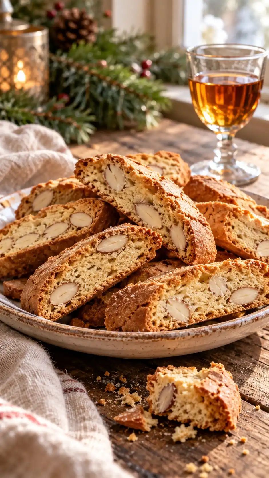 Twice-baked Tuscan-style almond slices with a little Vin Santo in the dough and a crisp golden crumb.