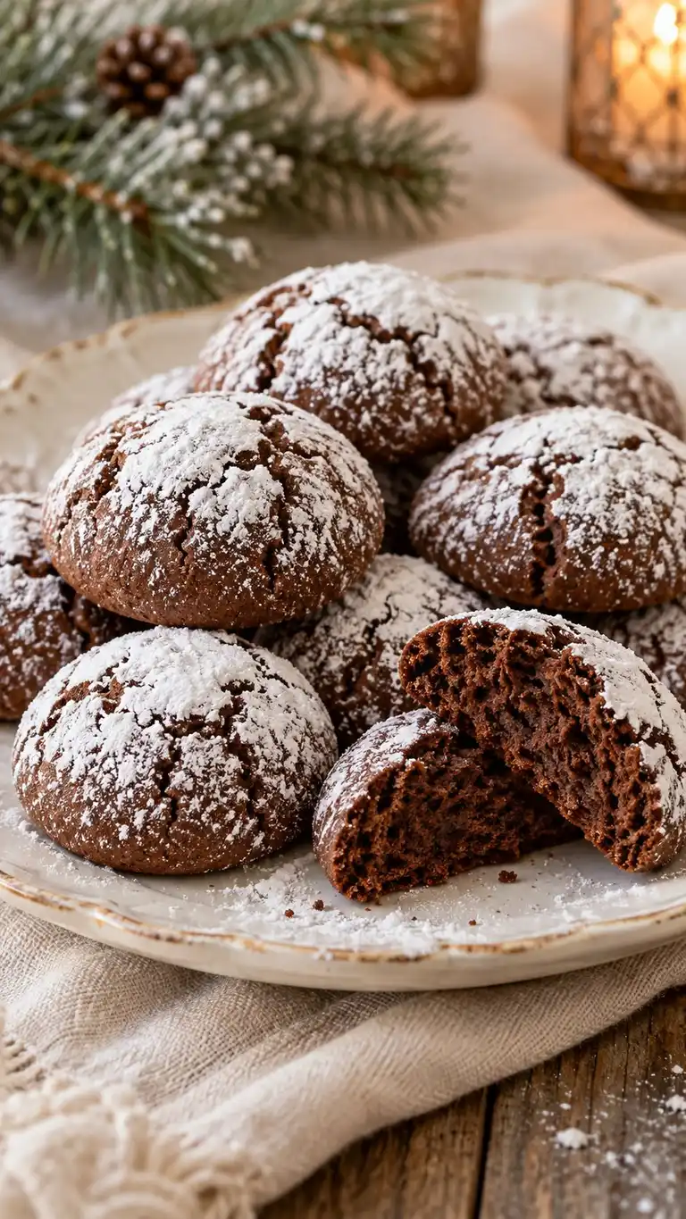 Soft cocoa ricotta domes with a light powdered-sugar finish, an Italian-inspired home adaptation with no raw filling.