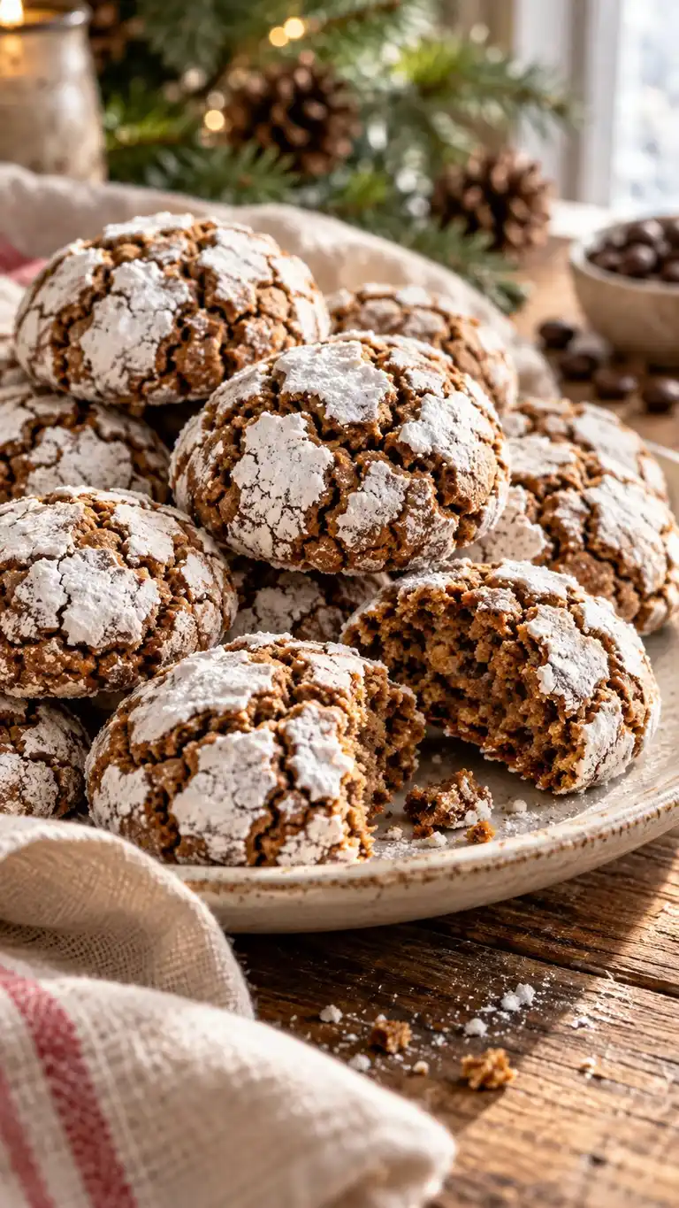 Chewy almond domes flavored with instant espresso and finished with a delicate powdered-sugar crackle.