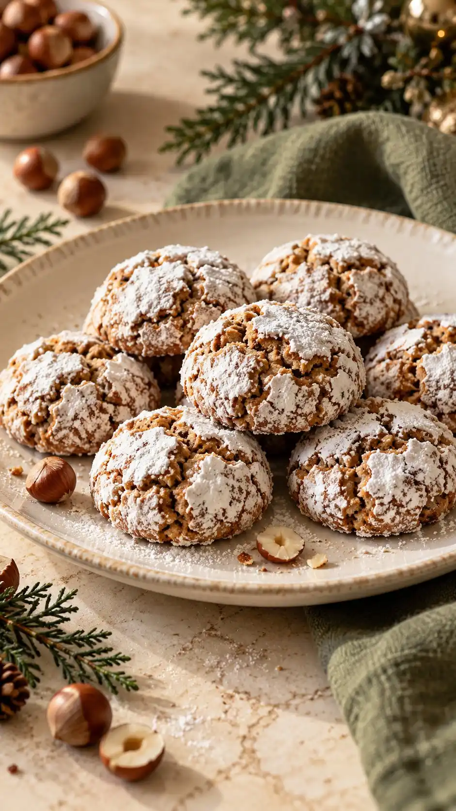 Chewy hazelnut and almond cookies with a lightly crackled sugar crust.