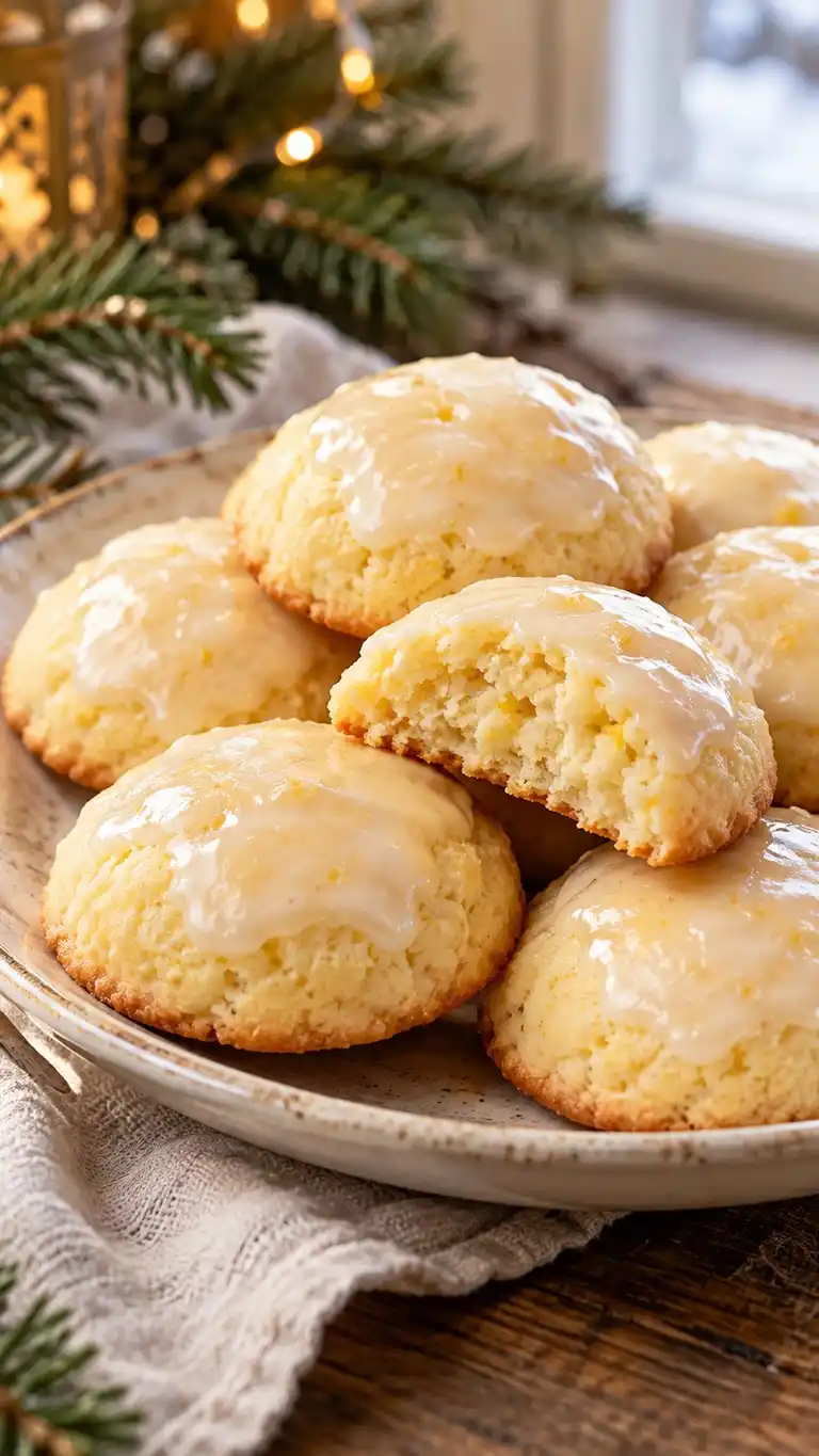 Soft ricotta cookies sweetened partly with honey, scented with lemon zest and topped with a thin honey-lemon glaze; an Italian-style home adaptation.