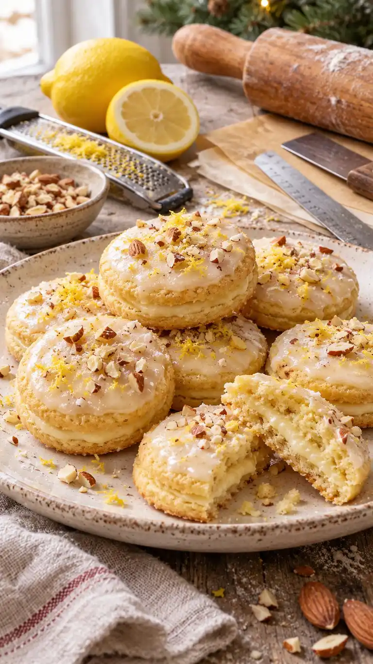 Italian-style butter-cookie squares with fine almond crumb, fresh lemon zest and a lightly sparkling sugar top.