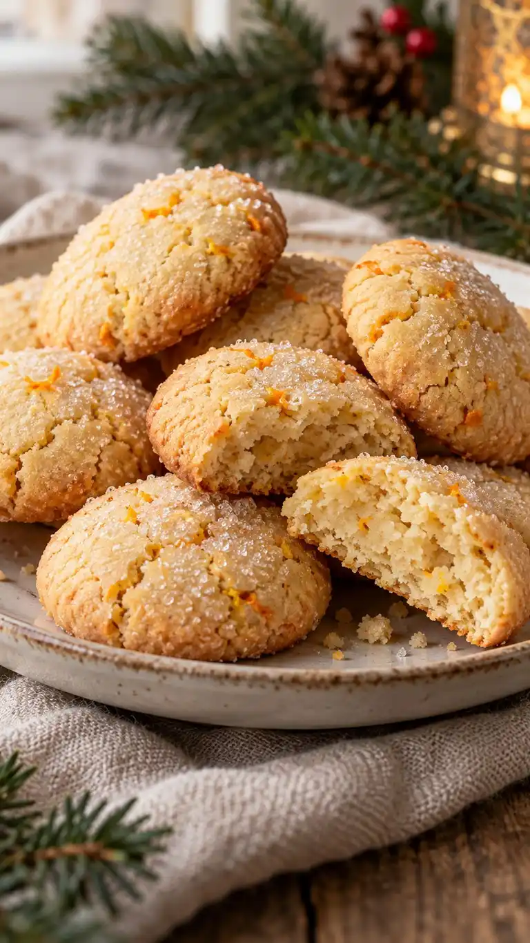 Orange-scented almond rounds with a fine granulated-sugar crust, adapted for the home holiday tray.
