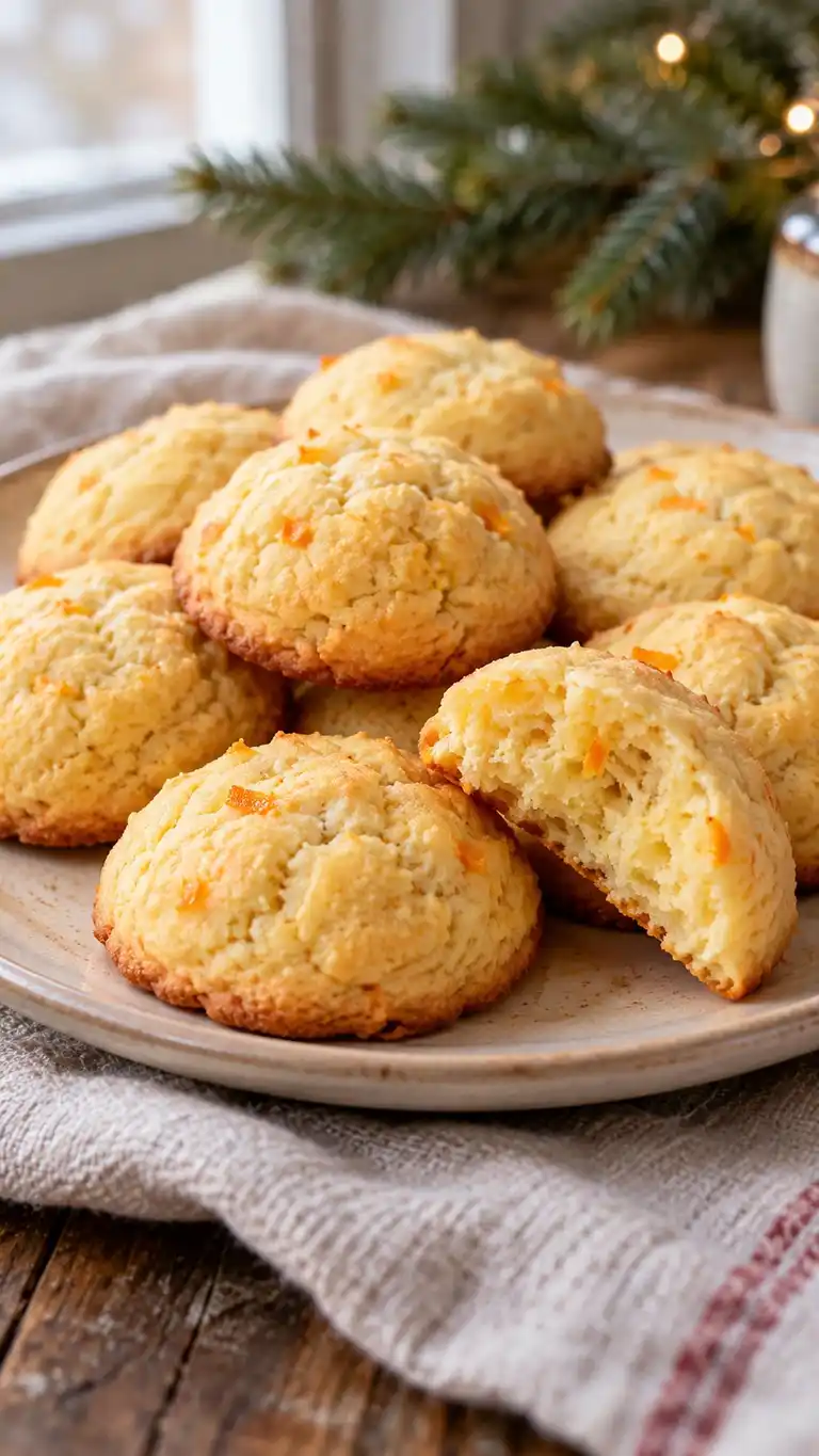 Soft orange-zest honey cookies spooned into simple round mounds and baked with plain golden tops, an Italian-inspired home variation.