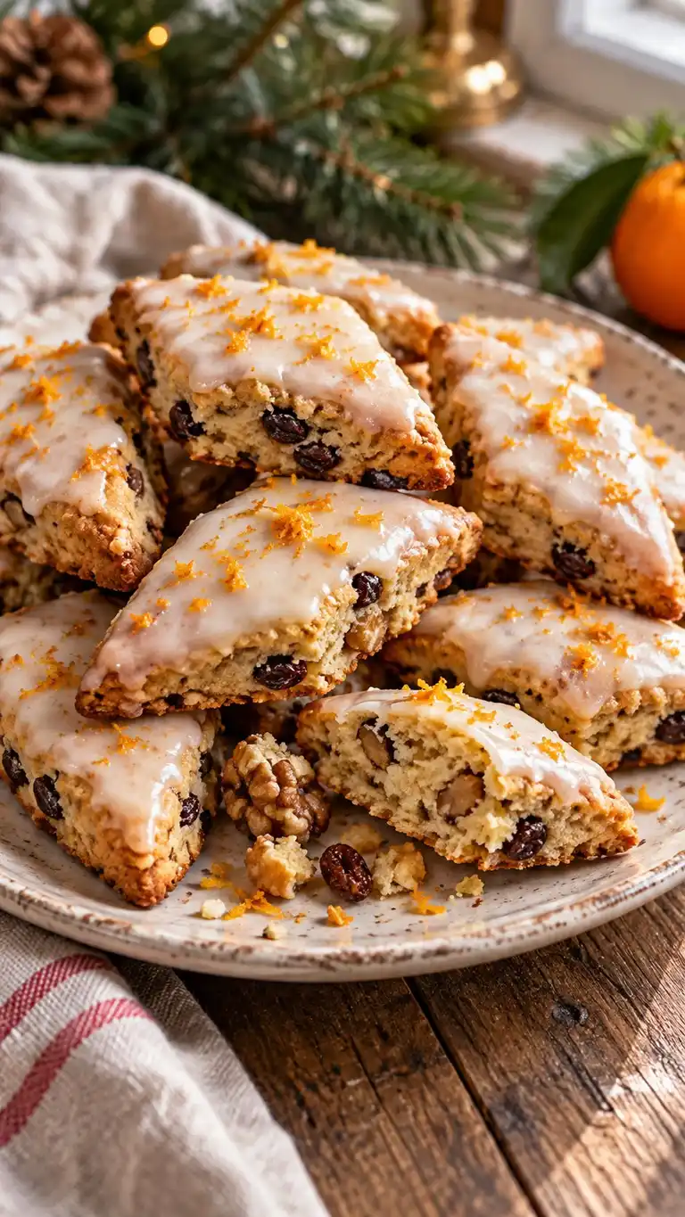An orange-led home variation on Sardinian raisin diamonds, with walnuts, almonds and a thin citrus sugar cap.