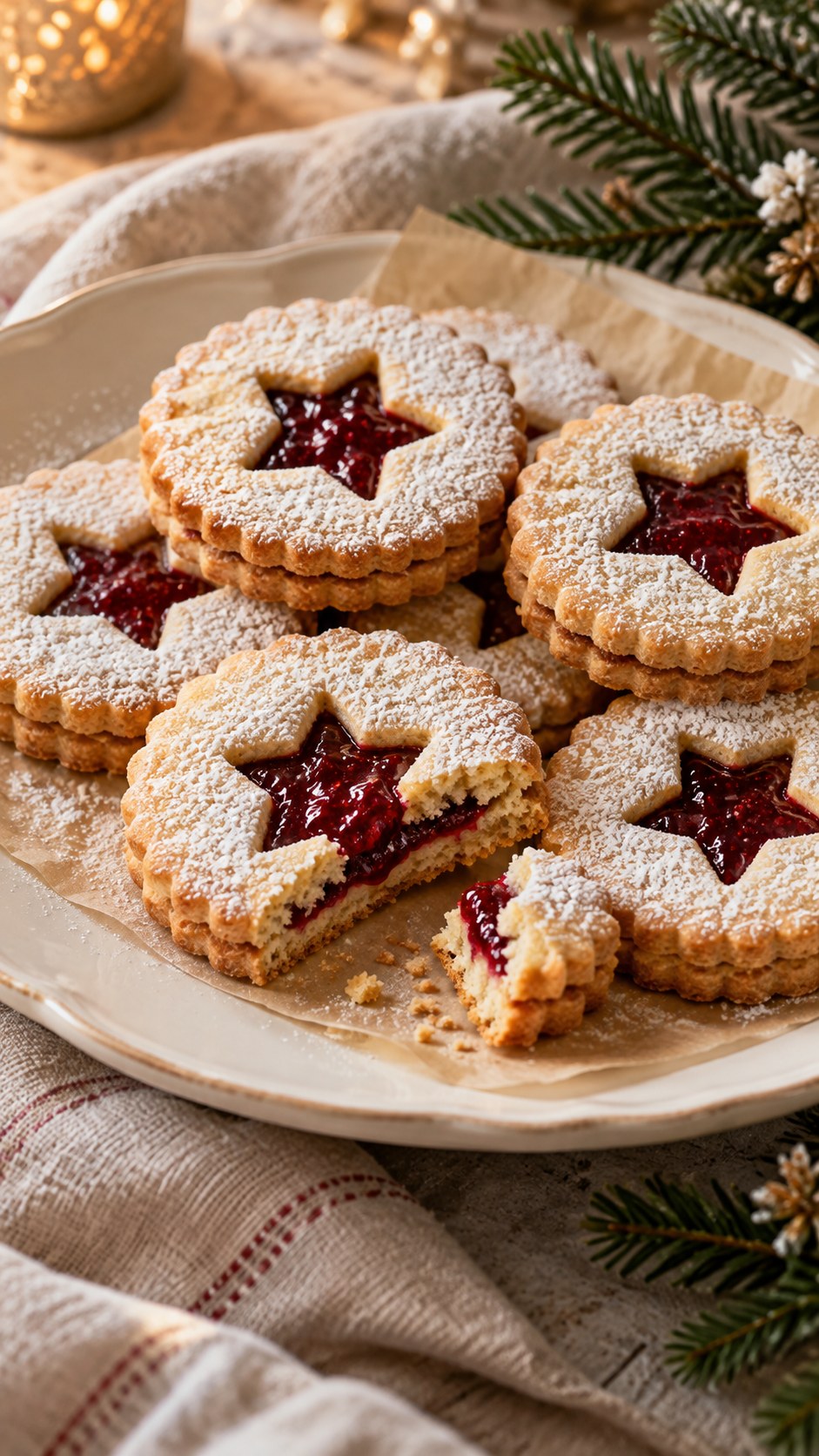 Almond Linzer Christmas Shortbread