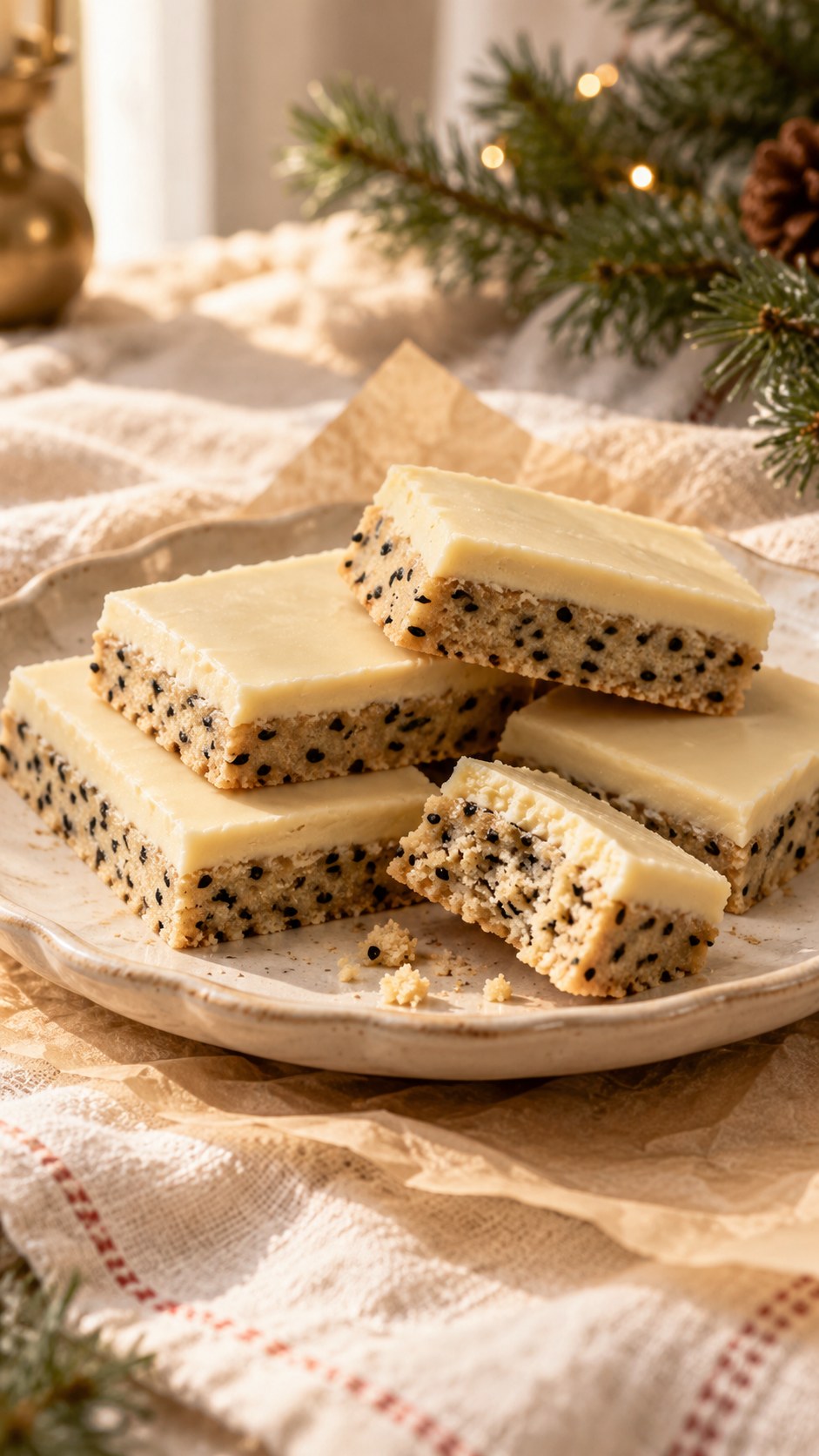 Black Sesame White Chocolate Shortbread Bars