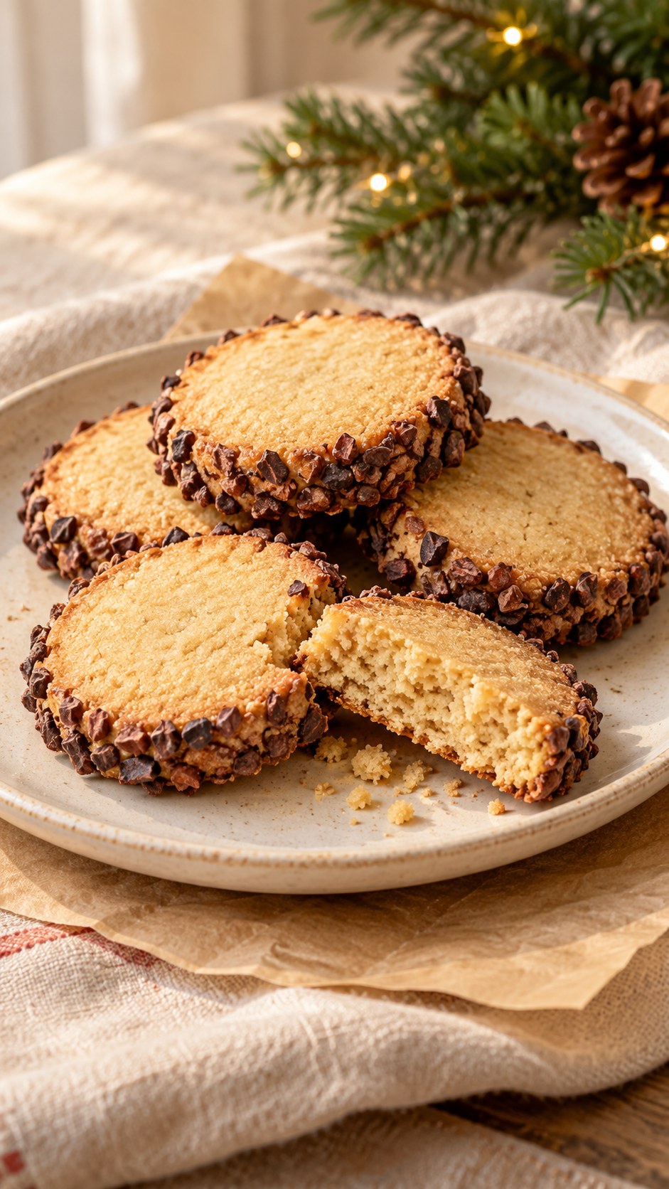 Browned Milk-Powder Shortbread with Cocoa Nib Edges